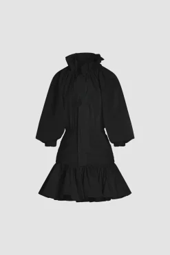 Robe courte à manches bouffantes en faille recyclée