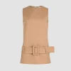 Robe courte ceinturée en sergé de coton bio