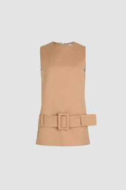 Robe courte ceinturée en sergé de coton bio