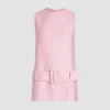 Robe courte ceinturée en tweed de coton bio léger