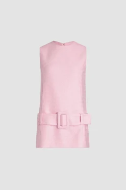 Robe courte ceinturée en tweed de coton bio léger