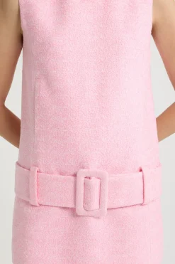 Robe courte ceinturée en tweed de coton bio léger