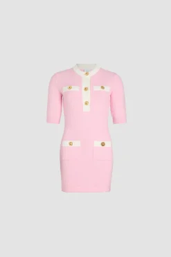 Robe courte en maille de coton gaufrée