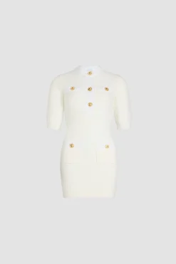 Robe courte en maille de coton gaufrée