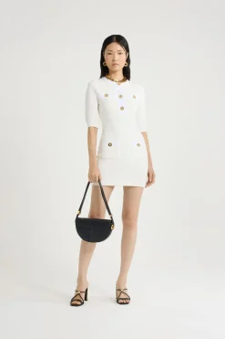 Robe courte en maille de coton gaufrée