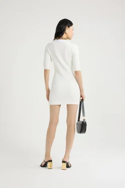 Robe courte en maille de coton gaufrée
