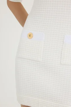 Robe courte en maille de coton gaufrée