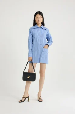 Robe courte en popeline de coton bio imprimée