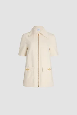 Robe courte zippée en denim de coton
