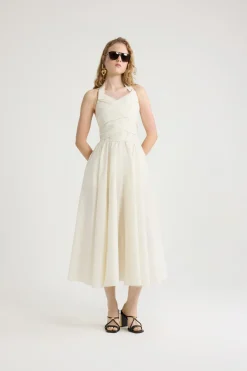Robe longue dos nu en faille recyclée