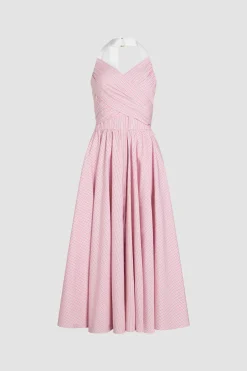 Robe longue dos nu en popeline de coton bio imprimée