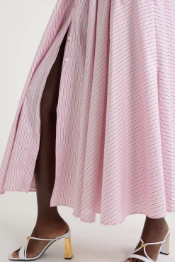 Robe longue dos nu en popeline de coton bio imprimée