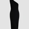 Robe midi asymétrique en crêpe technique