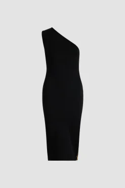 Robe midi asymétrique en crêpe technique