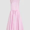 Robe midi boutonnée en popeline de coton bio