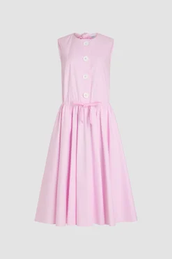 Robe midi boutonnée en popeline de coton bio