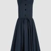 Robe midi boutonnée en popeline de coton bio
