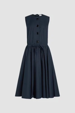 Robe midi boutonnée en popeline de coton bio