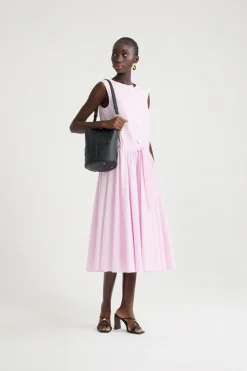 Robe midi boutonnée en popeline de coton bio