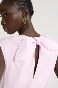Robe midi boutonnée en popeline de coton bio