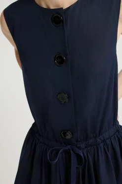 Robe midi boutonnée en popeline de coton bio