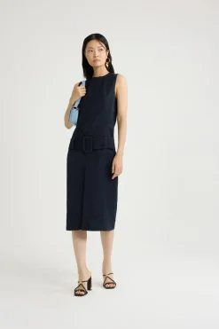 Robe midi ceinturée en nylon léger recyclé