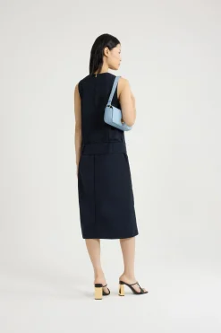 Robe midi ceinturée en nylon léger recyclé