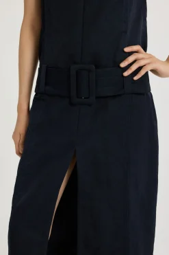 Robe midi ceinturée en nylon léger recyclé