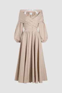 Robe midi croisée en popeline de coton bio imprimée
