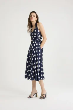 Robe midi en satin imprimé