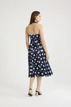 Robe midi en satin imprimé