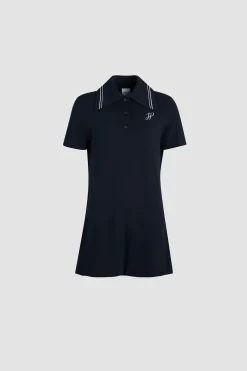 Robe polo courte à monogramme JP brodé en coton bio piqué