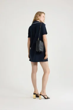 Robe polo courte à monogramme JP brodé en coton bio piqué