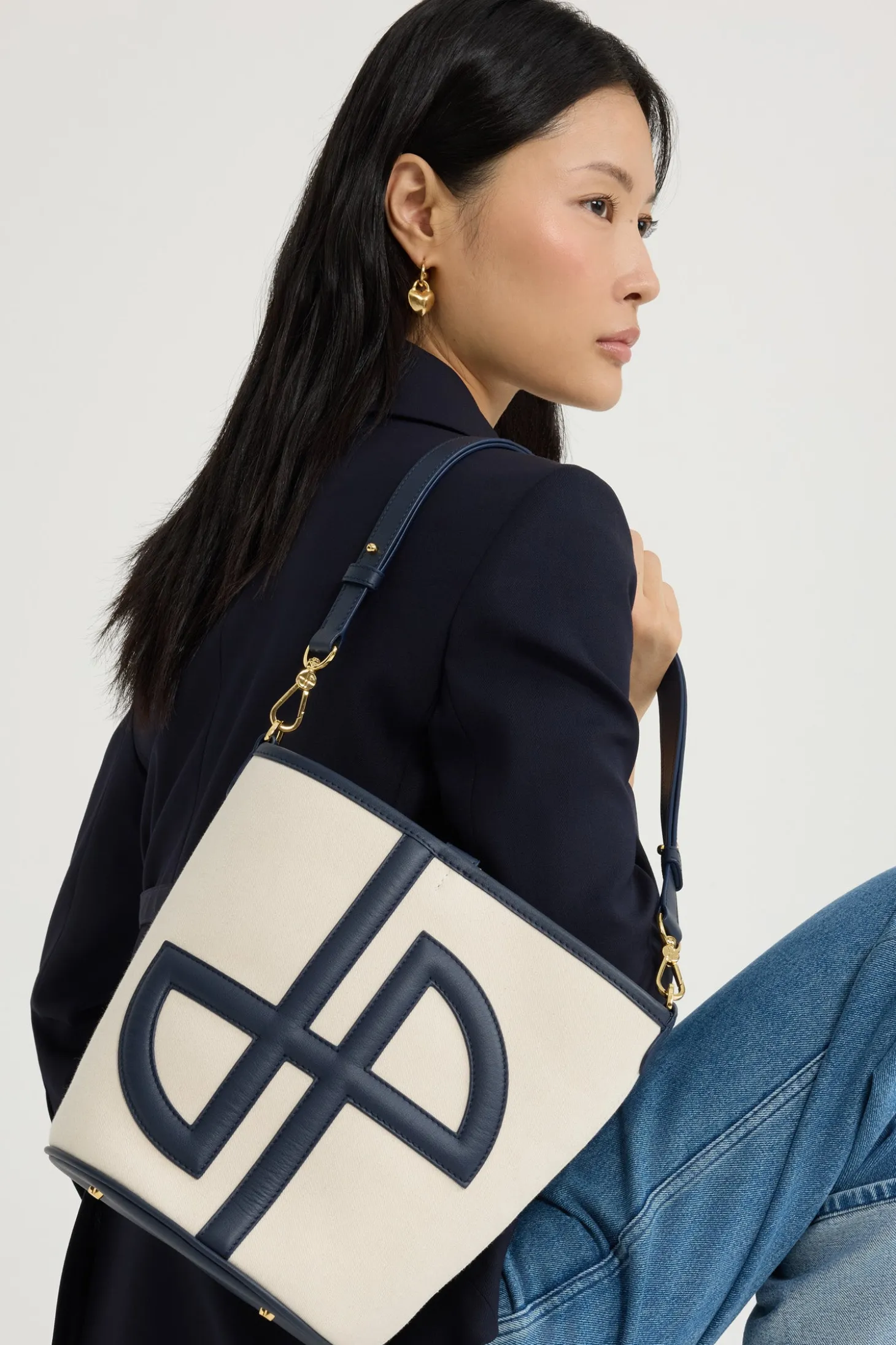 Sac seau JP en cuir et coton