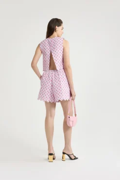 Short en viscose mélangée éco-responsable matelassée et imprimée