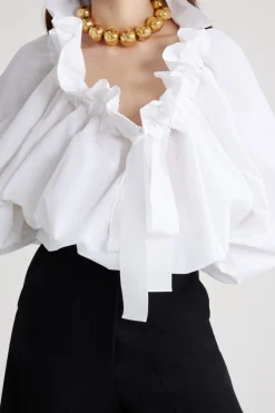 Top à manches bouffantes