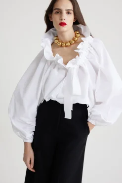 Top à manches bouffantes