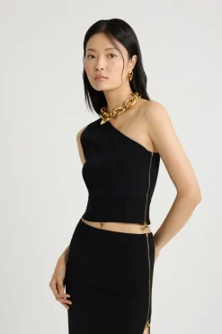 Top asymétrique en crêpe technique