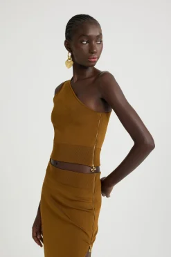 Top asymétrique en crêpe technique