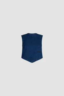 Top noué en denim de coton