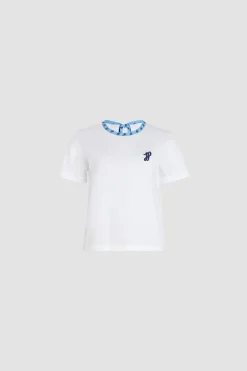 T-shirt à col imprimé en coton bio