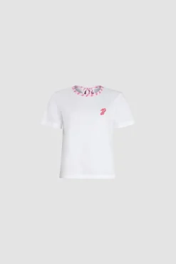 T-shirt à col imprimé en coton bio