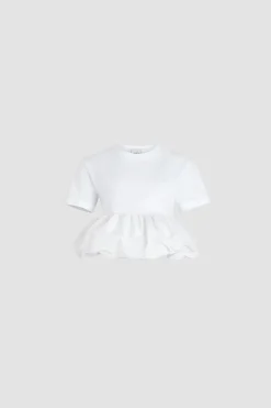 T-shirt à volant en coton bio et faille