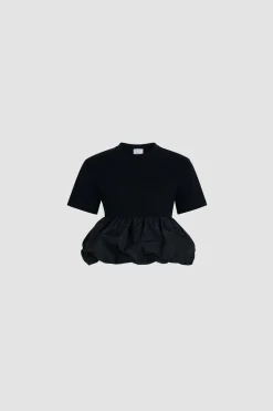 T-shirt à volant en coton bio et faille