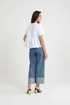 T-shirt à volant en coton bio et faille