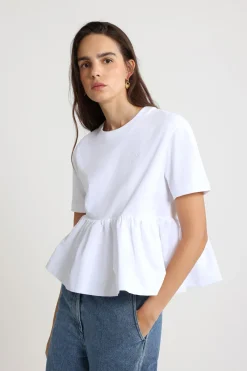 T-shirt à volant en coton bio et faille