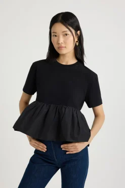 T-shirt à volant en coton bio et faille