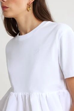 T-shirt à volant en coton bio et faille
