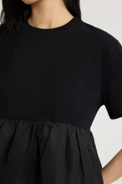 T-shirt à volant en coton bio et faille