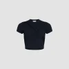 T-shirt court drapé en coton bio stretch